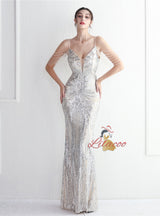 Spaghetti Straps Mermaid Beading Prom Dress