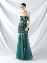 Mermaid Strapless Sequins Prom Dress