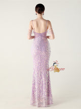 Mermaid Sequins Spaghetti Straps Beading Prom Dress