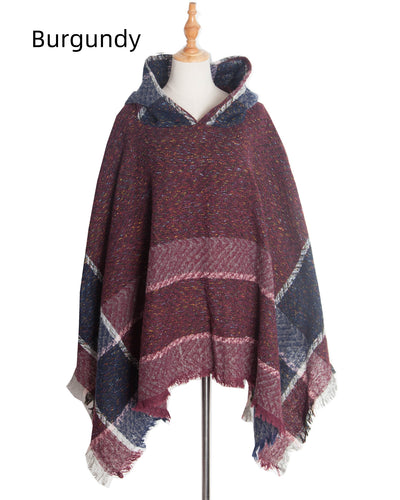 Fishbone Shawl Hooded Cape Cloak