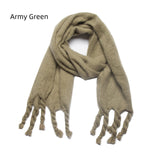 Autumn and Winter Knotted Thick Braid Tassel Scarf