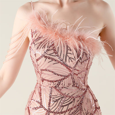 Mermaid Sequins One Shoulder Beading Prom Dress