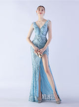 V-neck Sequins Mermaid Prom Dress