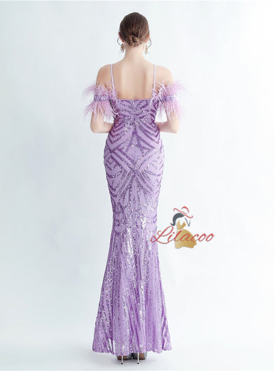 Mermaid Sequins Spaghetti Straps Prom Dress