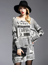 Loose-fitting Medium to Long Printed Sweater