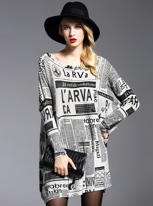 Loose-fitting Medium to Long Printed Sweater