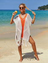Beach Openwork Knitted Tassel Bikini Cover Up