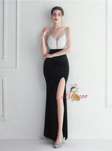 Mermaid Velvet Spaghetti Straps Sequins Beading Prom Dress