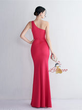 One Shoulder Split Prom Dress