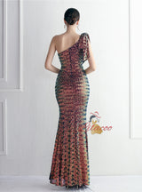 Mermaid Sequins One Shoulder Split Prom Dress