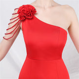 One Shoulder Mermaid Split Beading Prom Dress