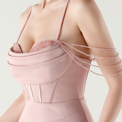 Mermaid Spaghetti Straps Beading Split Prom Dress