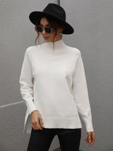 Solid Color High Neck Sweater