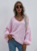 Pullover Striped V-neck Sweater