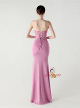 Mermaid Strapless Pleats Beading Prom Dress