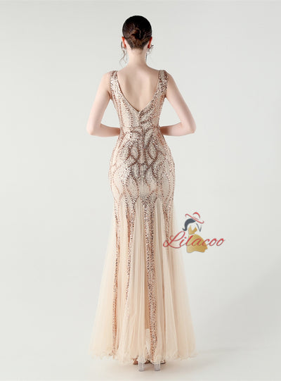 Sexy Sequins V-neck Prom Dress