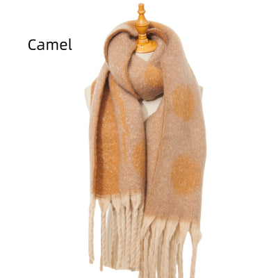 Thickened Jacquard Tassel Polka Dot Scarf