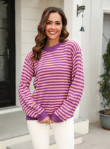Striped Contrast Long Sleeve Sweater