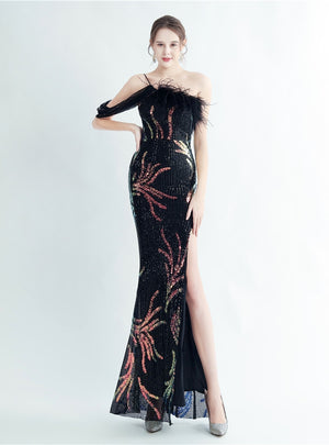 Spaghetti Straps Sequins Prom Dress