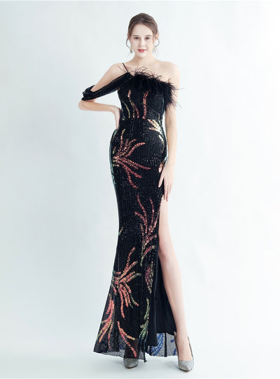 Spaghetti Straps Sequins Prom Dress