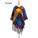 Fringed Pullover Cloak Thickened Color Plaid Shawl