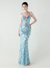 Mermaid Spaghetti Straps Sequins Beading Prom Dress