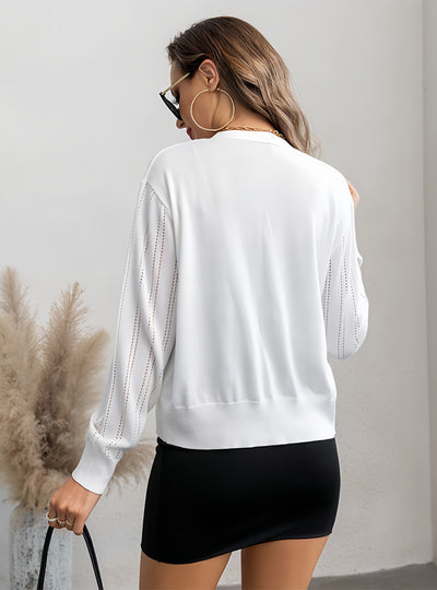 Long-sleeved Hollow Single-breasted Sweater