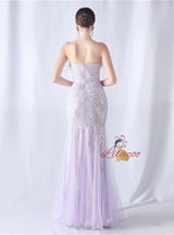 Mermaid Seuqins Tulle Feather Prom Dress