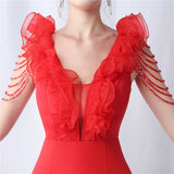 V-neck Mermaid Beading Prom Dress