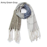 Coarse Fringed Plaid Scarf Shawl