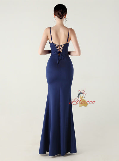 Mermaid Spaghetti Straps Split Prom Dress