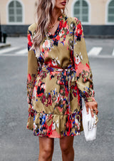Printed Long-sleeved Shirt Dress