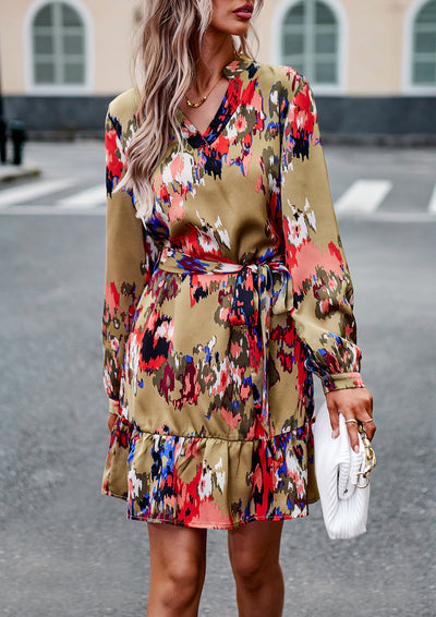 Printed Long-sleeved Shirt Dress