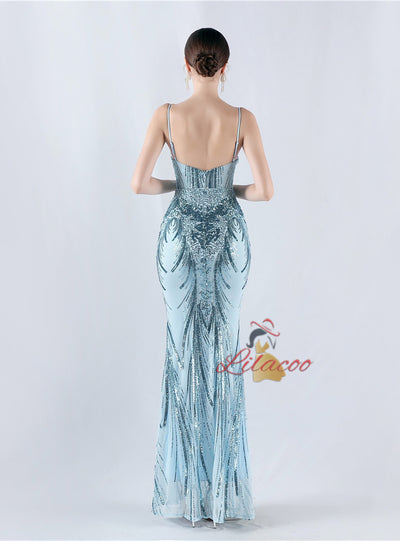 Mermaid Sequins Spaghetti Straps Prom Dress