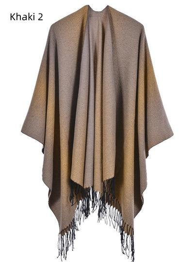 Jacquard Shawl Split Thick Cloak