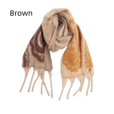 Thick Fringed Jacquard Scarf