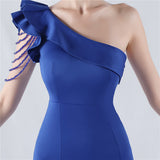 One Shoulder Split Beading Prom Dress