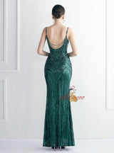 Mermaid Sequins Backless Beading Prom Dress