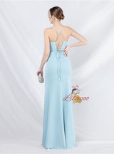 Mermaid Spaghetti Straps Pleats Prom Dress