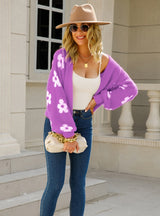Knitted Flower Cardigan Sweater Coat