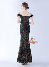 Mermaid Split Off the Shoulder Sequins Prom Dress