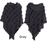 Solid Color Hooded Hooded Cape Shawl