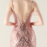 Mermaid Sequins Spaghetti Straps Beading Prom Dress