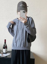 Loose Drawstring Long Sleeve Hooded Sweater