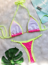 Sexy Patchwork Metal Accessories Pearl Swimsuit