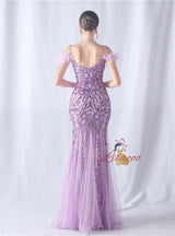 Sequins Tulle Spaghetti Straps Prom Dress