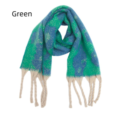 Coarse Tassel Jacquard Leopard Scarf