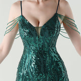 Mermaid Spaghetti Straps Beading Prom Dress