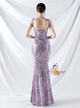 Spaghetti Straps Mermaid Sequins Prom Dress