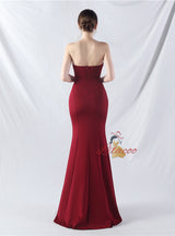 Memraid Strapless Pleats Beading Prom Dress